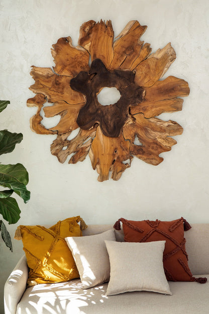 Teak wall decoration Julius – boho decor handcrafted in Bali by BaliSouk