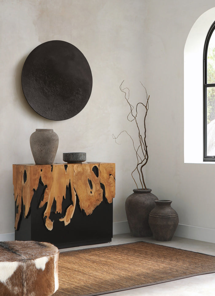 Teak console table – Julius Waterfall – boho furniture handmade in Bali by BaliSouk