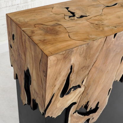 Teak console table – Julius Waterfall, natural natural materials in boho style
