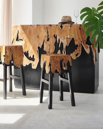 Teak decorative piece Julius Waterfall Counter – boho decor, handwoven and handmade in Bali