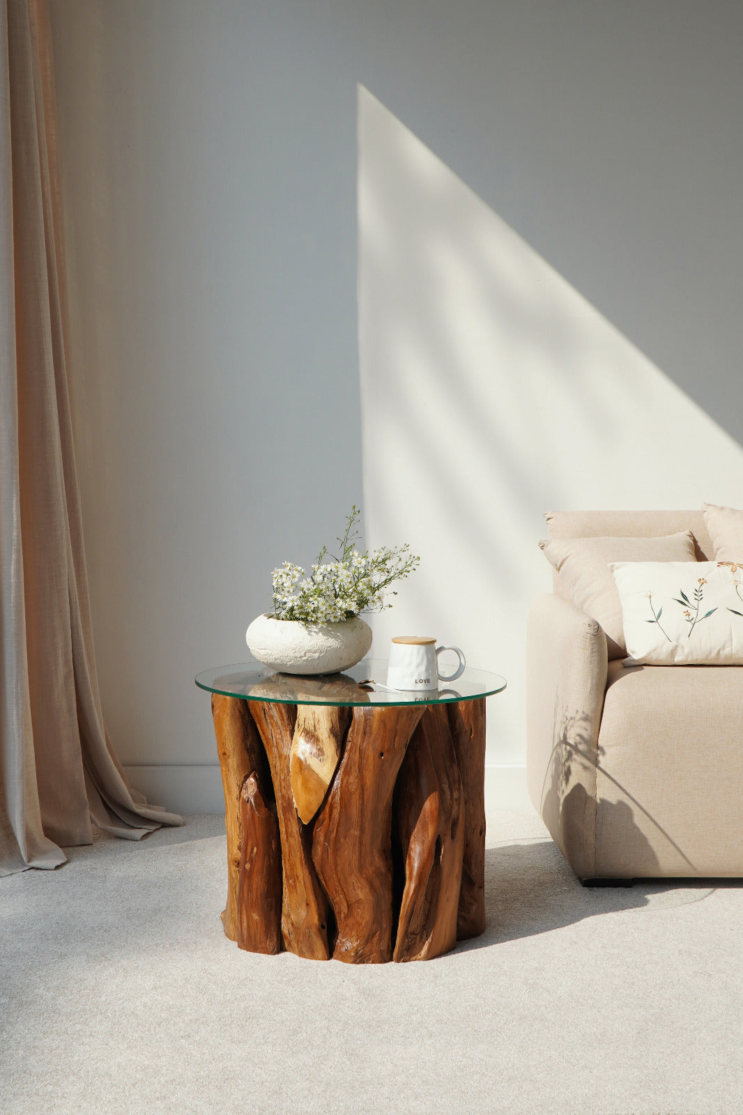 Handmade recycled teak side table – the Solo, boho furniture made in Bali