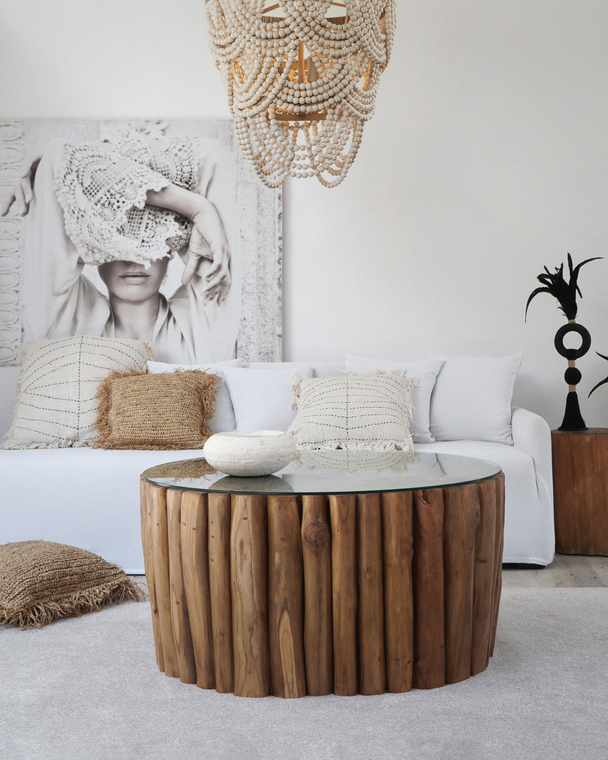 recycled teak coffee table Tinabo – boho decor handcrafted in Bali by BaliSouk