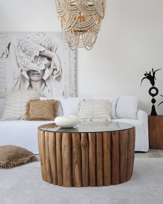 recycled teak coffee table Tinabo – boho decor handcrafted in Bali by BaliSouk