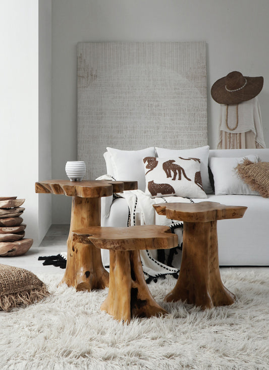 recycled teak side table Melaya – boho decor handcrafted in Bali by BaliSouk