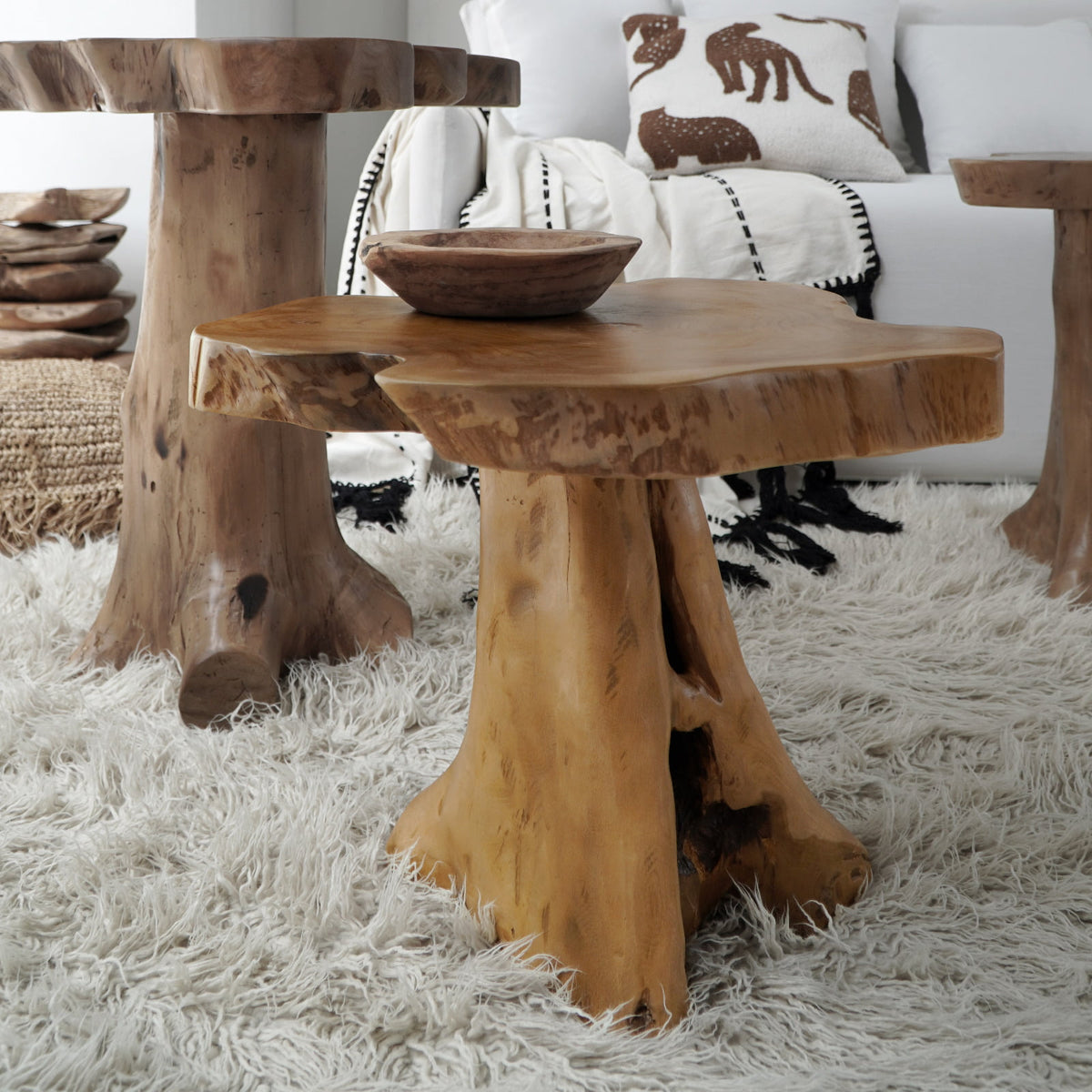 recycled teak side table Melaya – boho decor handcrafted in Bali by BaliSouk (view 2)