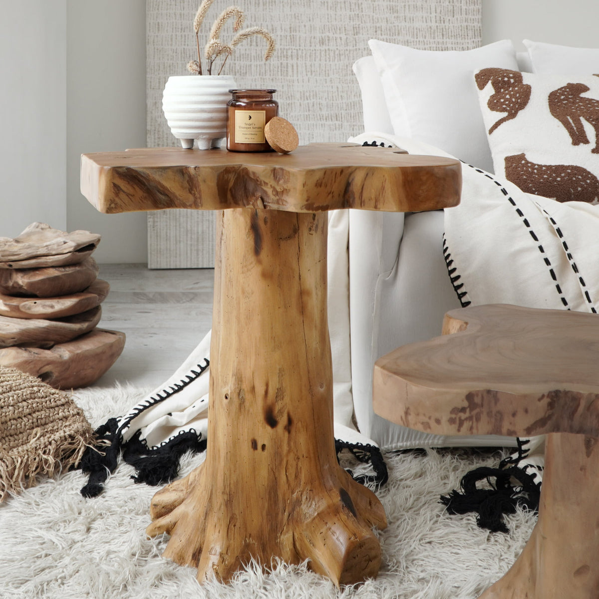 recycled teak side table Melaya – boho decor handcrafted in Bali by BaliSouk (view 3)