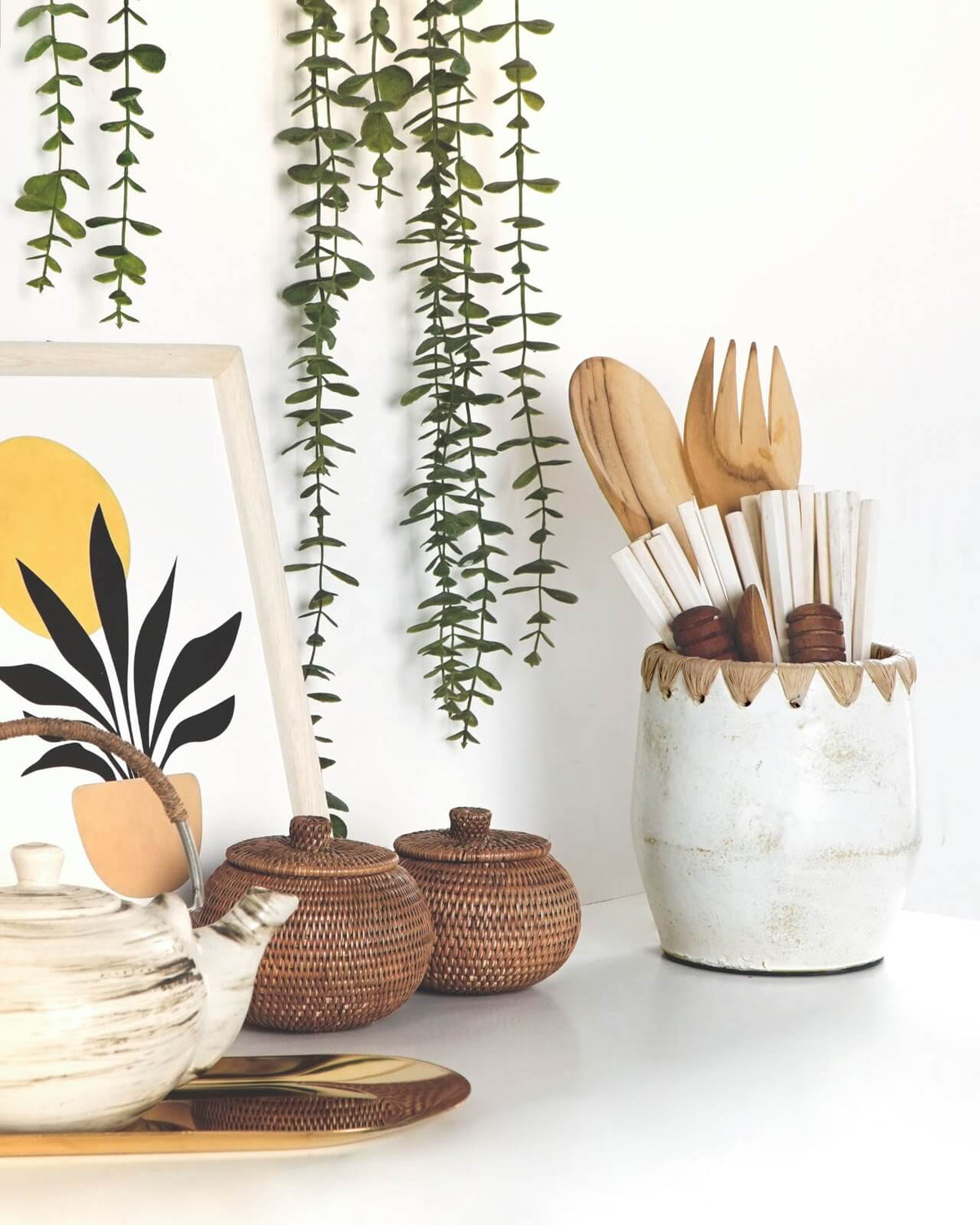 Daisy Small Vase With Weaving White