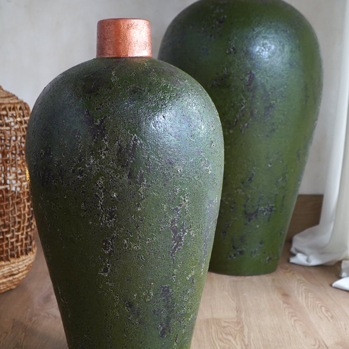 Terracotta vase Shania – boho decor, handwoven and handmade in Bali