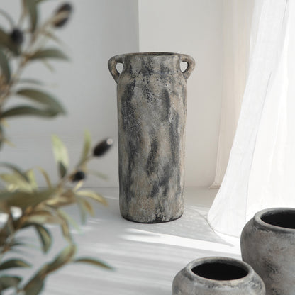 Terracotta vase Zaki – boho decor, handwoven and handmade in Bali