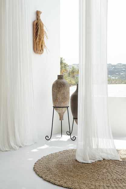 Terracotta plant stand Clara – boho decor, handwoven and handmade in Bali