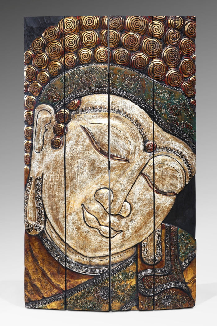 Albasia wood sculpture – Buddha Paravan – boho decor handmade in Bali by BaliSouk