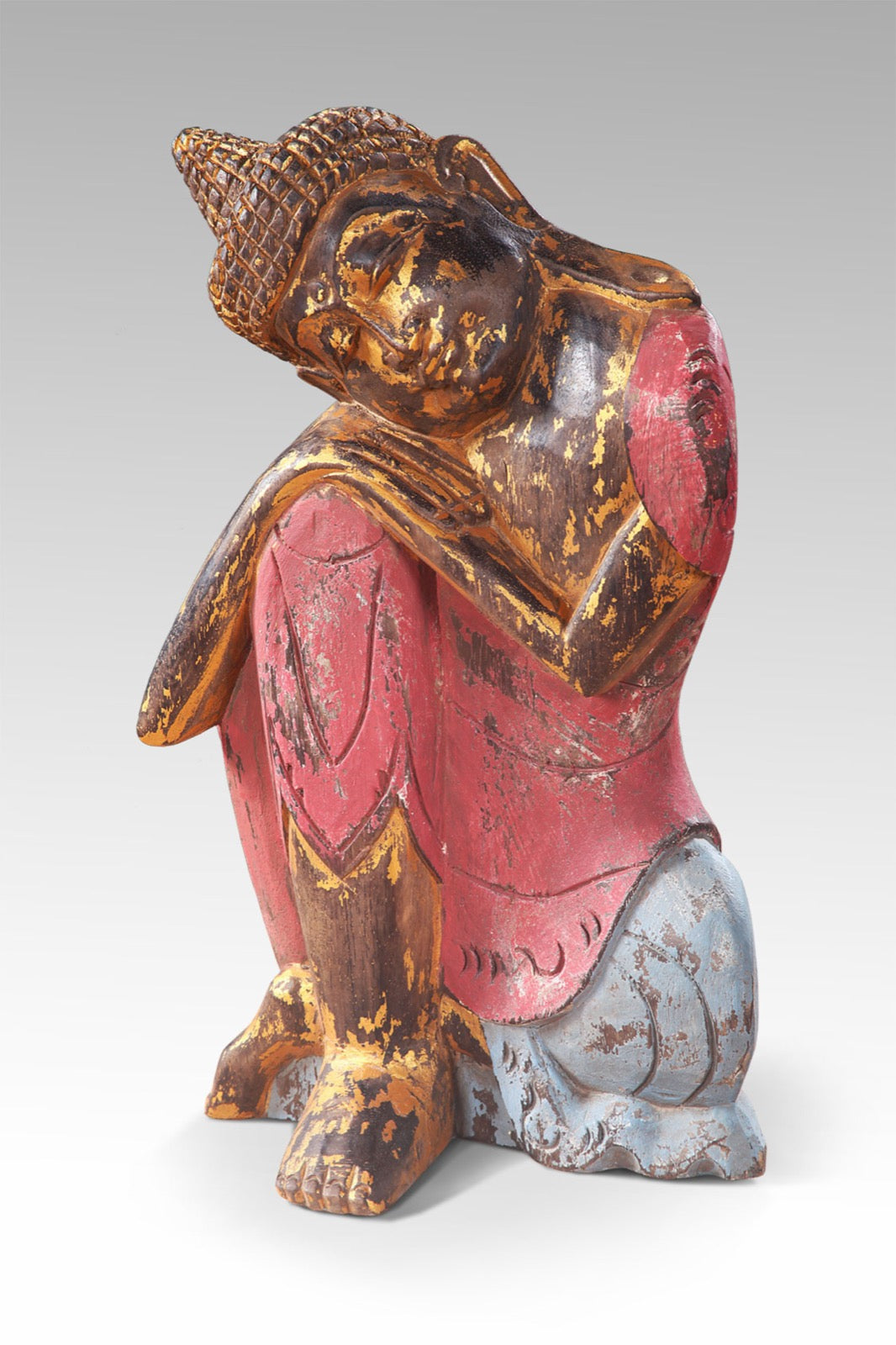 Handmade albasia wood sculpture – the Buddha Relax, boho decor made in Bali