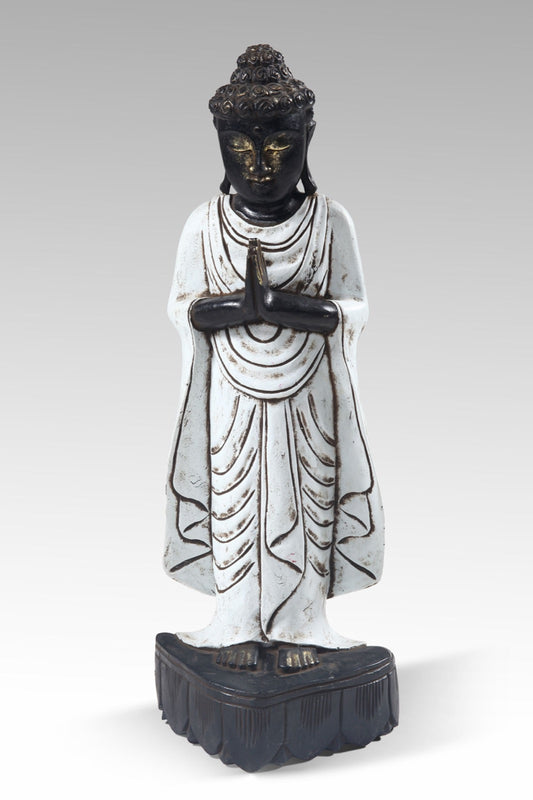 Boho albasia wood sculpture Buddha Standing, handcrafted in Bali