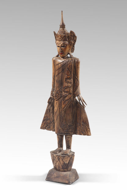 Handcrafted albasia wood sculpture – Thailand Prince, boho decor from BaliSouk