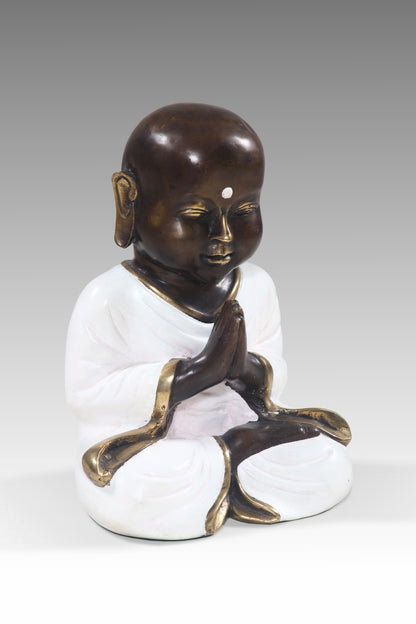 Copper sculpture Buddha Pray – boho decor, handwoven and handmade in Bali