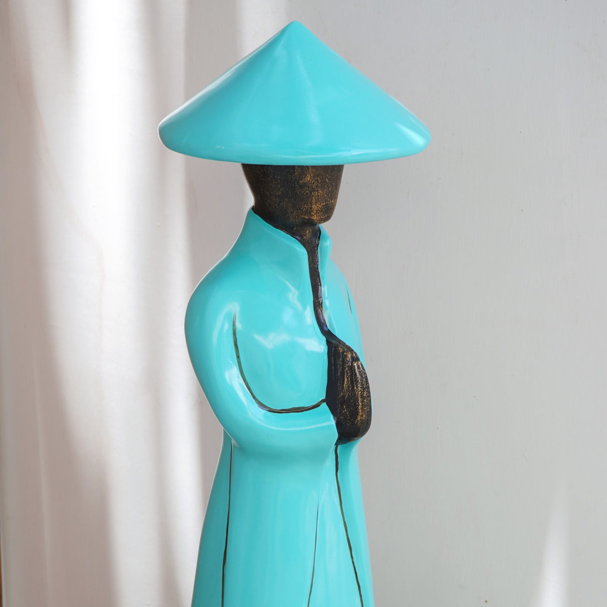 Chinese Hat Figure Female - Right Green Turquoise Glossy