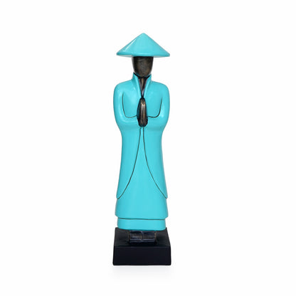 Chinese Hat Figure Female - Right Green Turquoise Glossy