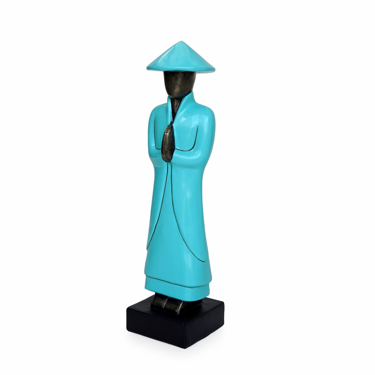 Chinese Hat Figure Female - Right Green Turquoise Glossy
