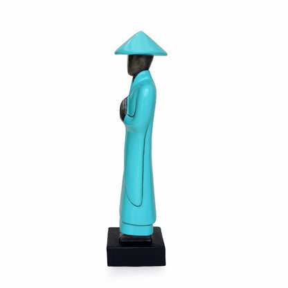 Chinese Hat Figure Female - Right Green Turquoise Glossy