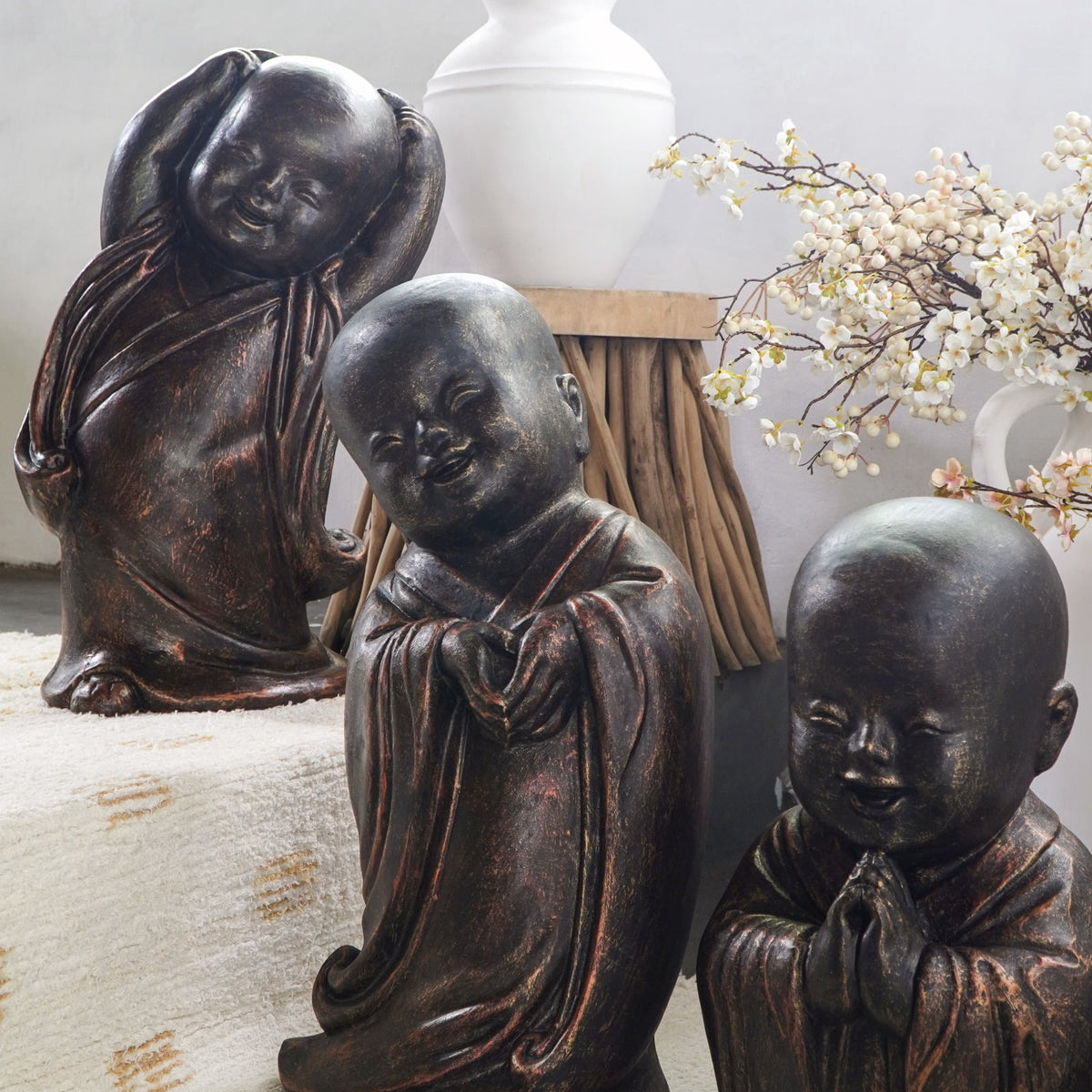 Happy Shaolin sculpture by BaliSouk – boho decor made in Bali