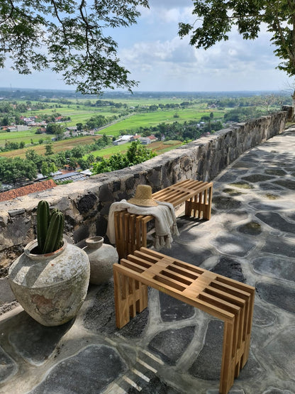 Linea bench, boho furniture handmade by Balinese artisans