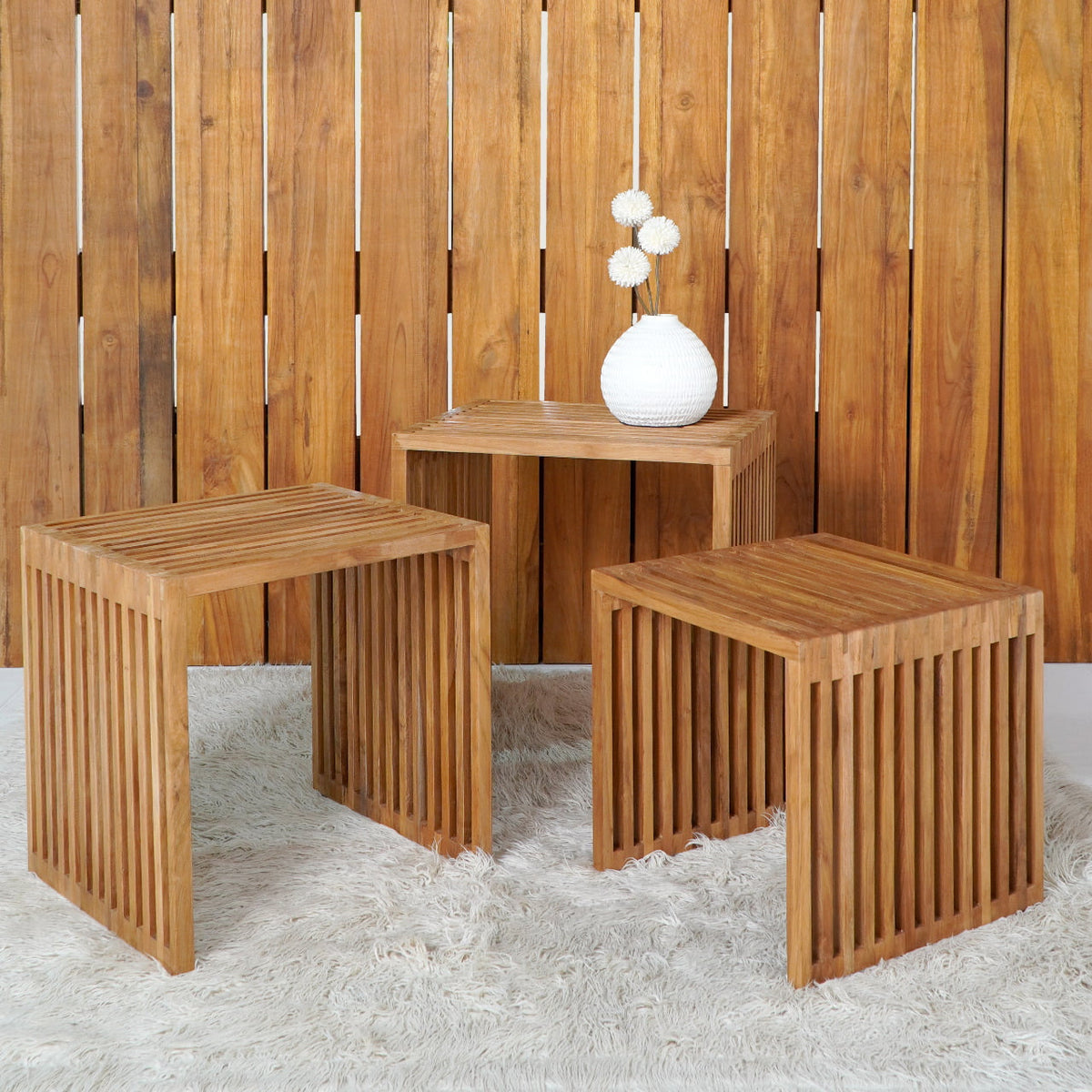The Linea side table – natural materials, boho furniture handmade in Bali