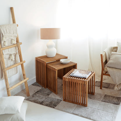 Handcrafted teak side table – Linea, boho furniture from BaliSouk
