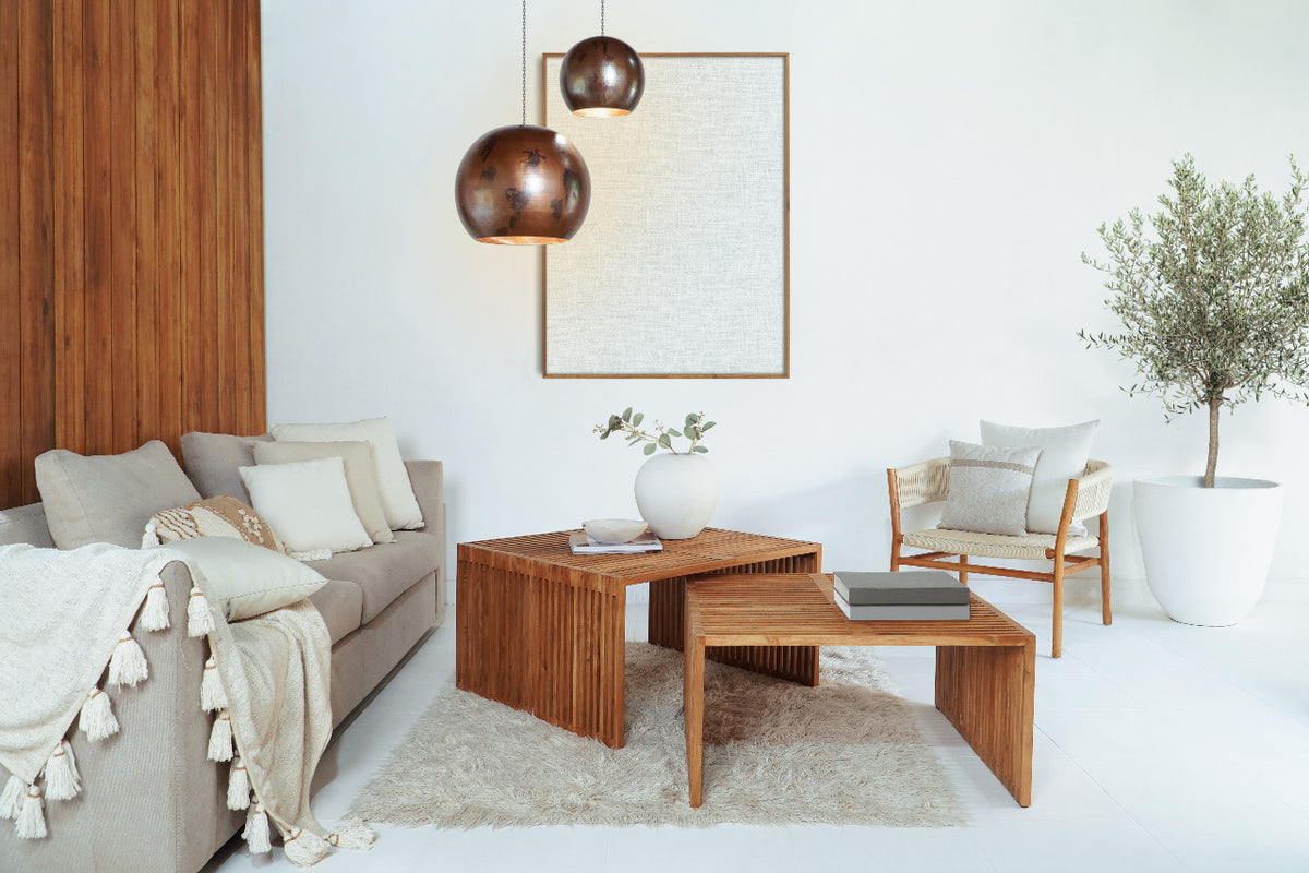 Handcrafted teak coffee table – Linea, boho furniture from BaliSouk