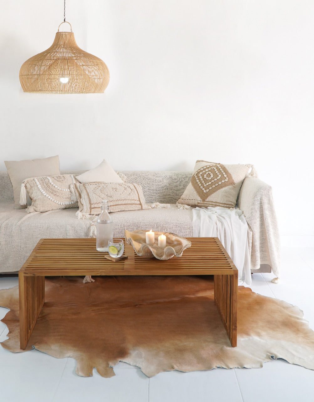 Linea coffee table, boho furniture handmade by Balinese artisans