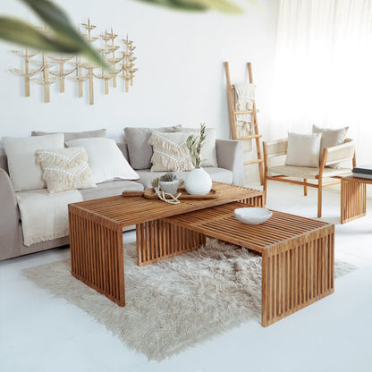 Teak coffee table Linea – handmade in Bali, boho style