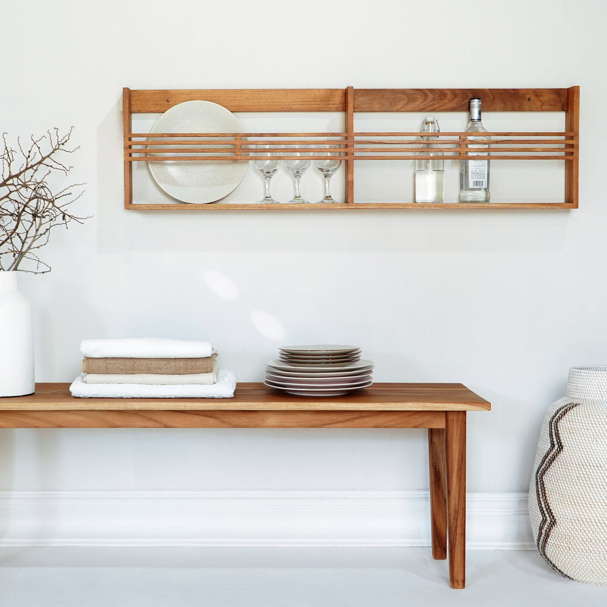 Teak cabinet Linea – boho furniture, handwoven and handmade in Bali