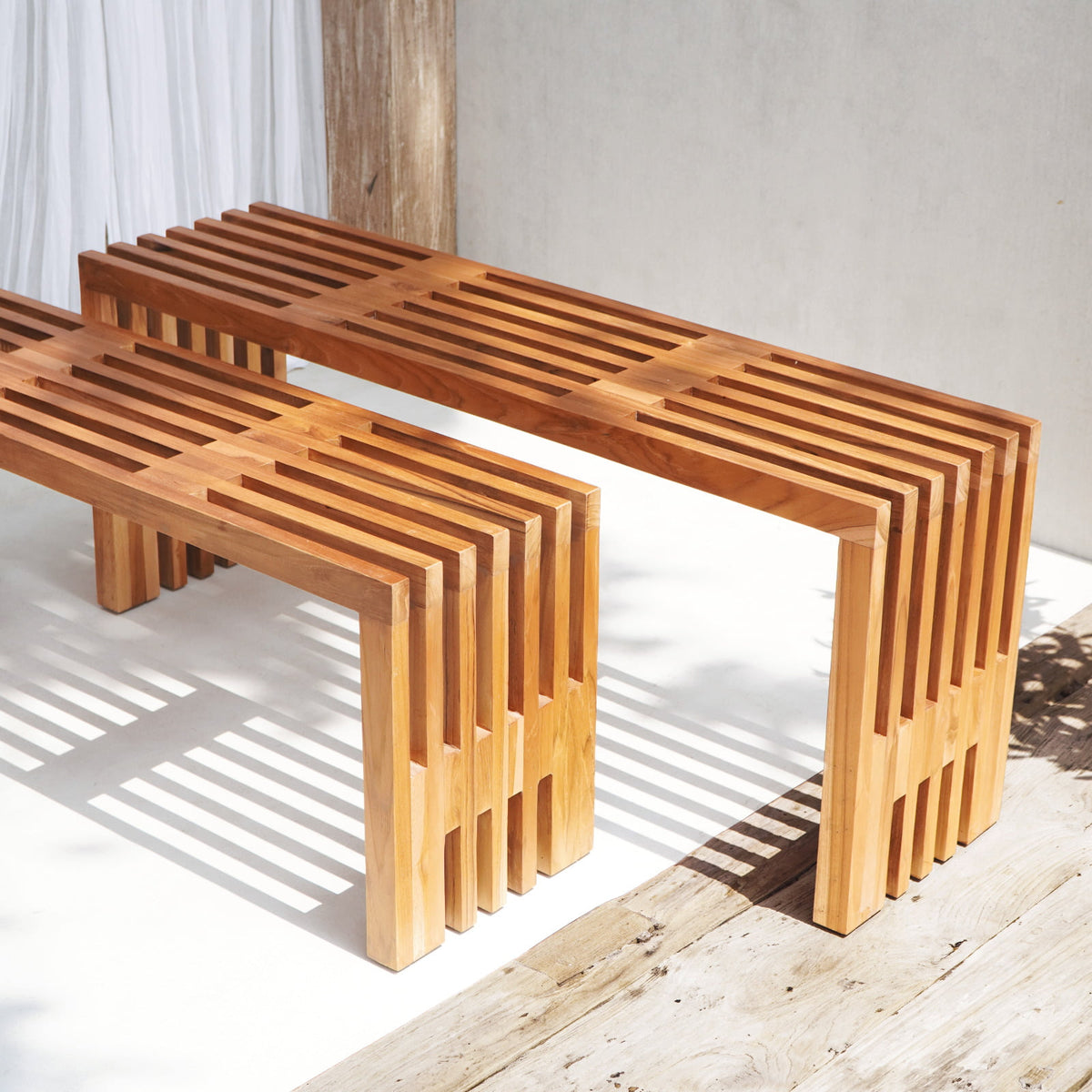 Teak bench – Linea, natural natural materials in boho style