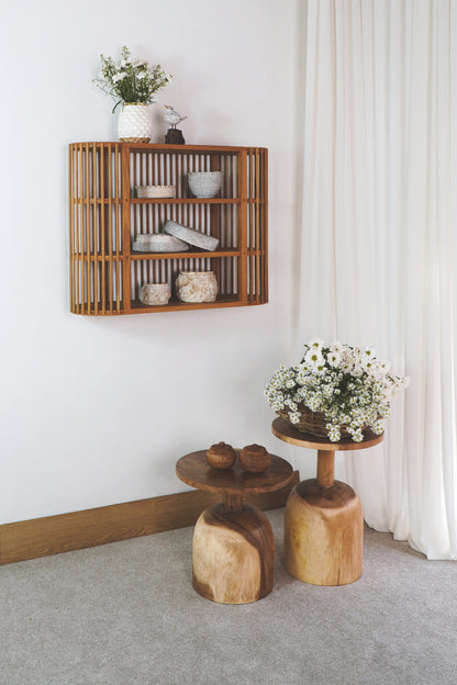 Teak hanging shelf Linea – boho furniture handcrafted in Bali by BaliSouk