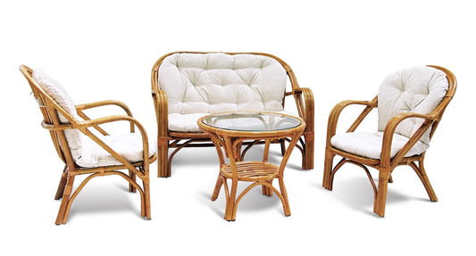 Rattan living set Golf with cushion, handcrafted in Bali