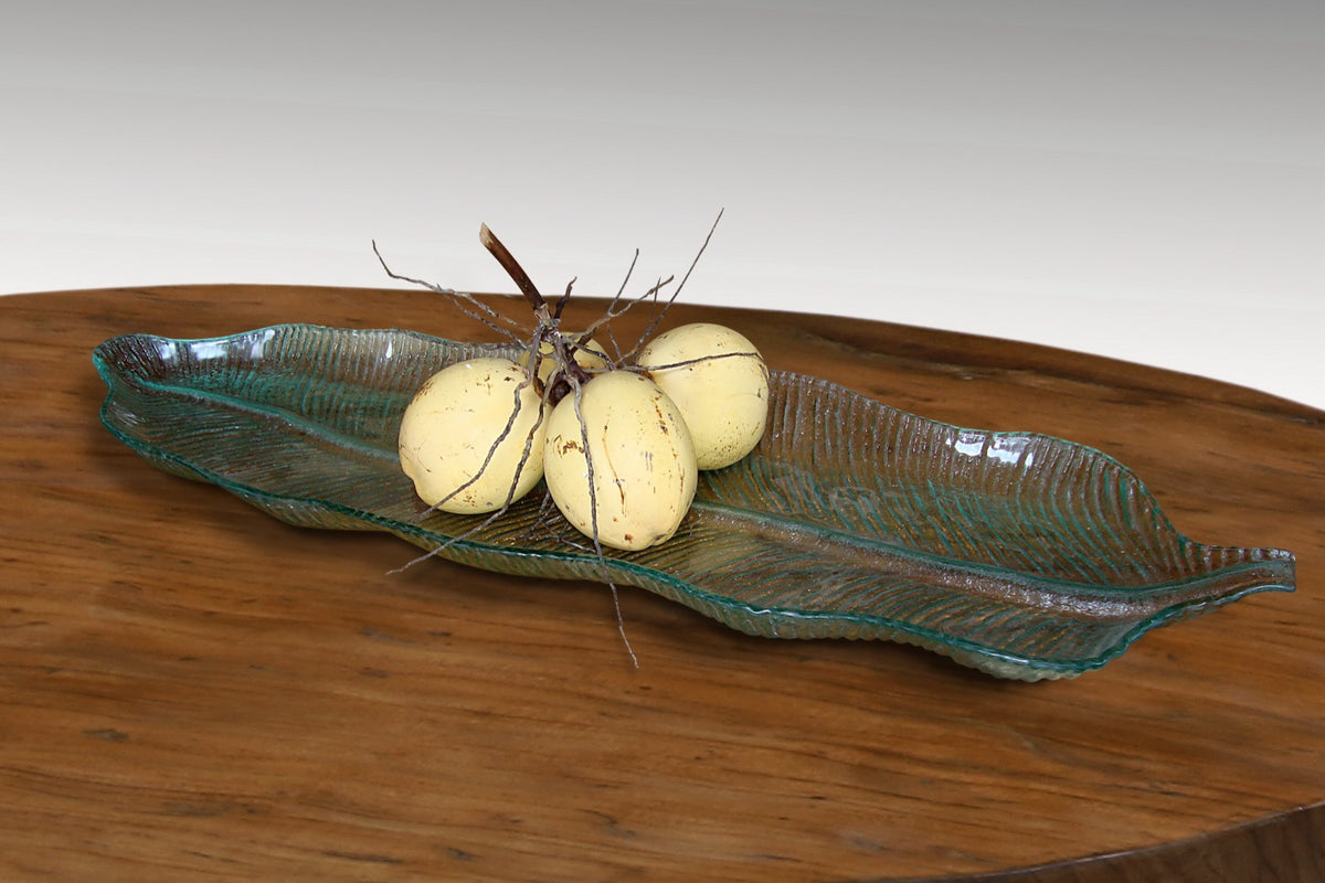 Glass decorative piece Leaf Glass – boho decor handcrafted in Bali by BaliSouk