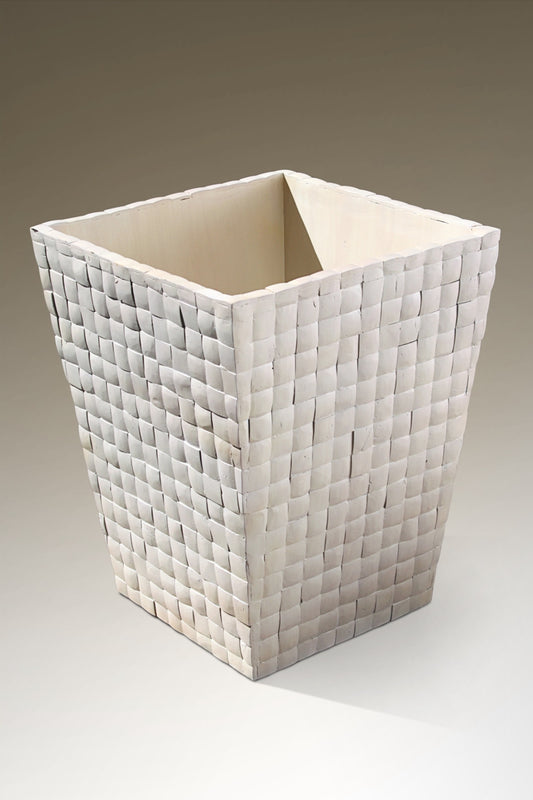 Boho natural fibre waste bin Coconut, handcrafted in Bali for the home