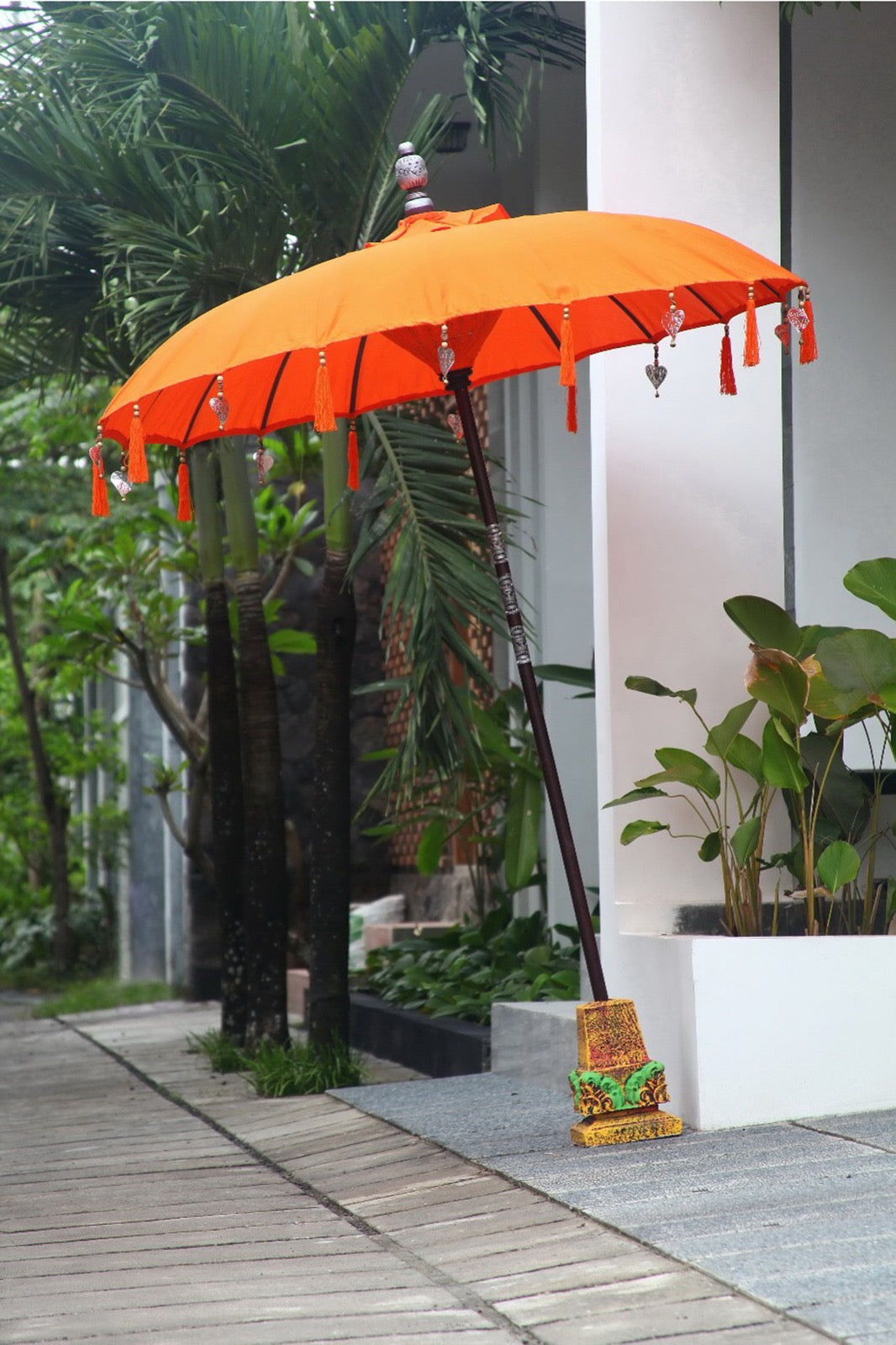 Albasia wood umbrella base Bali – boho furniture handcrafted in Bali by BaliSouk
