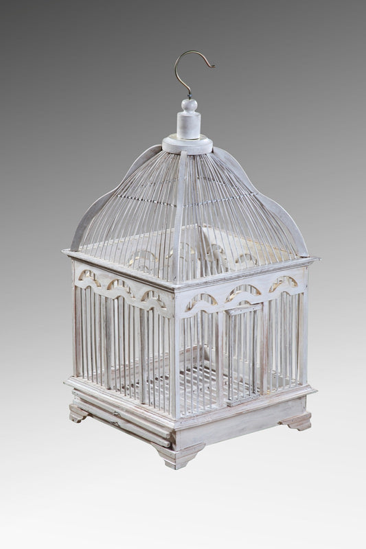 Boho reclaimed teak and iron bird cage Milla, set of 2, handmade in Bali