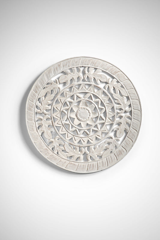 Boho MDF sculpture White Matahari, handcrafted in Bali for the home