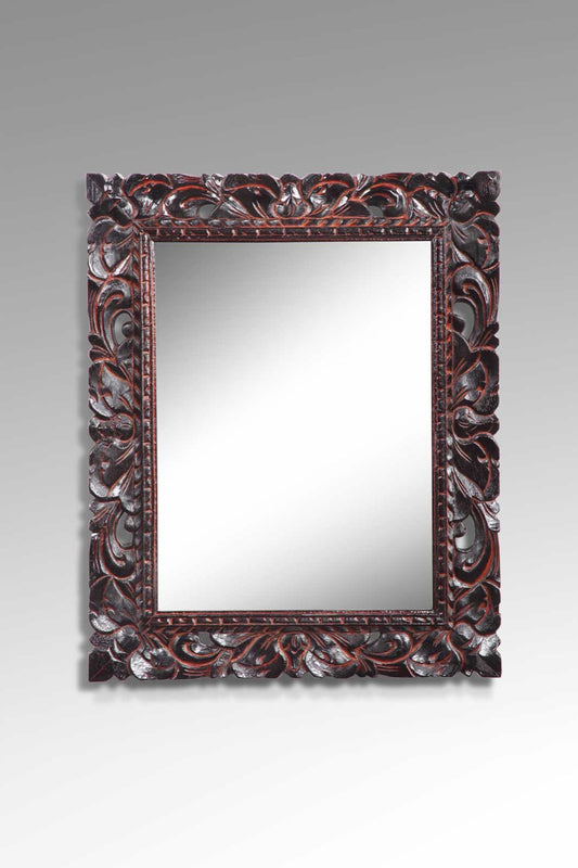 Boho albasia wood and glass mirror Varonn Large, set of 2, handcrafted in Bali
