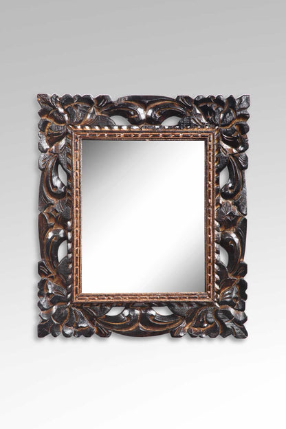 Handcrafted albasia wood mirror – Varonn, boho decor from BaliSouk