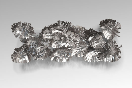 Large metal Foliage sculpture in silver, handcrafted in Bali