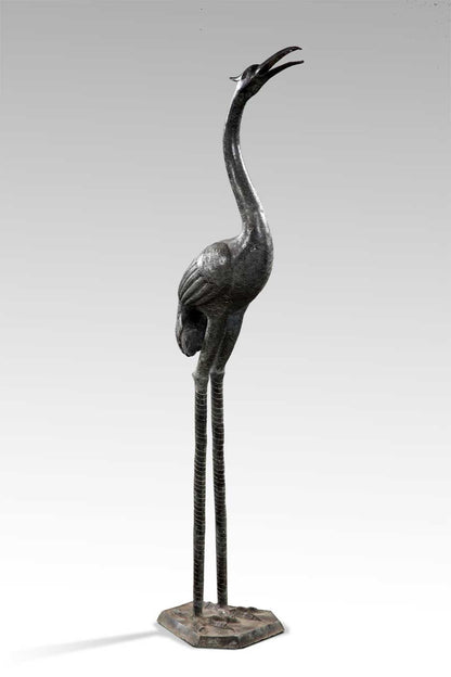 Handmade bronze sculpture – the Heron Up, boho decor made in Bali