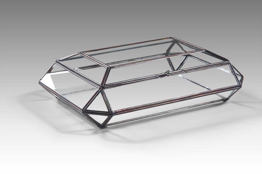 Boho glass and brass glass Jewelry Box, handcrafted in Bali for the home