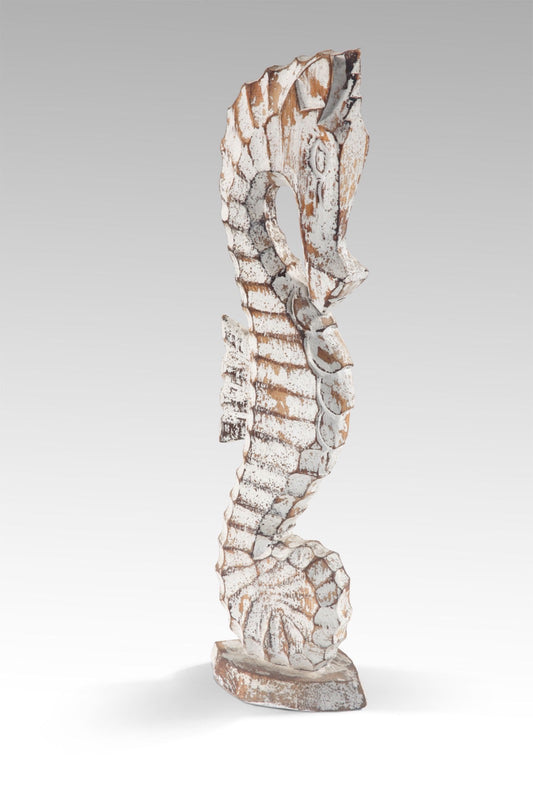 Boho albasia wood sculpture Seahorses, set of 3, handcrafted in Bali