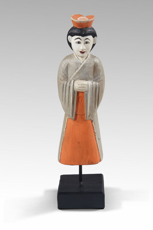Boho albasia wood sculpture Korean Girl, handcrafted in Bali