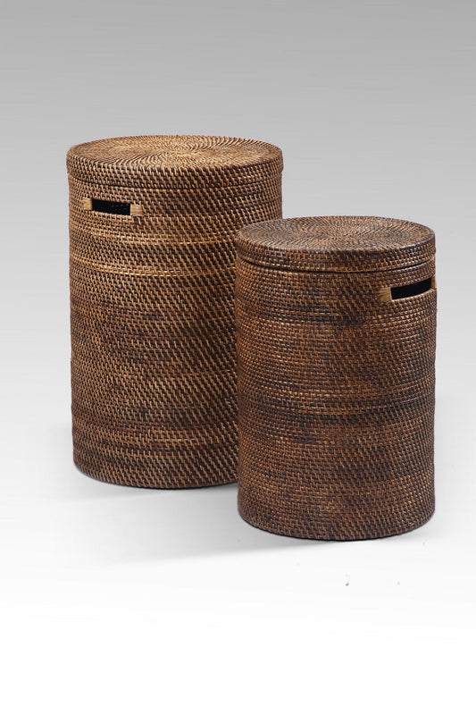 Ketak laundry basket in brown, set of 2 – Balinese decor