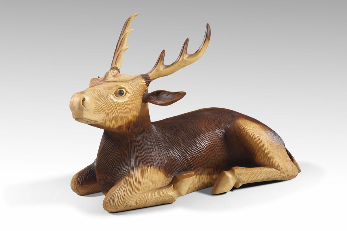 Wooden Carving - Sitting Deer