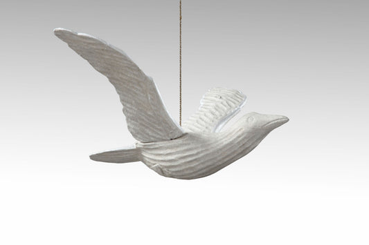 Boho albasia wood sculpture Small White Seagull, handcrafted in Bali