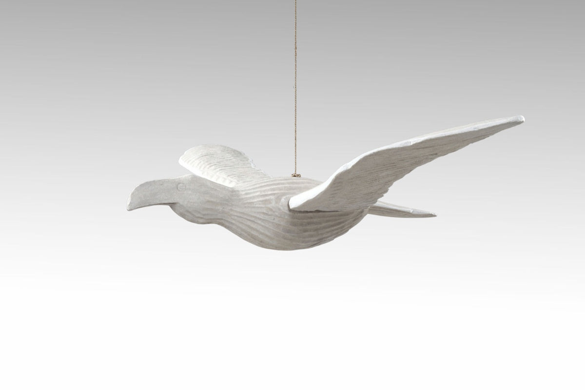 Albasia wood sculpture Seagull – boho decor, handwoven and handmade in Bali